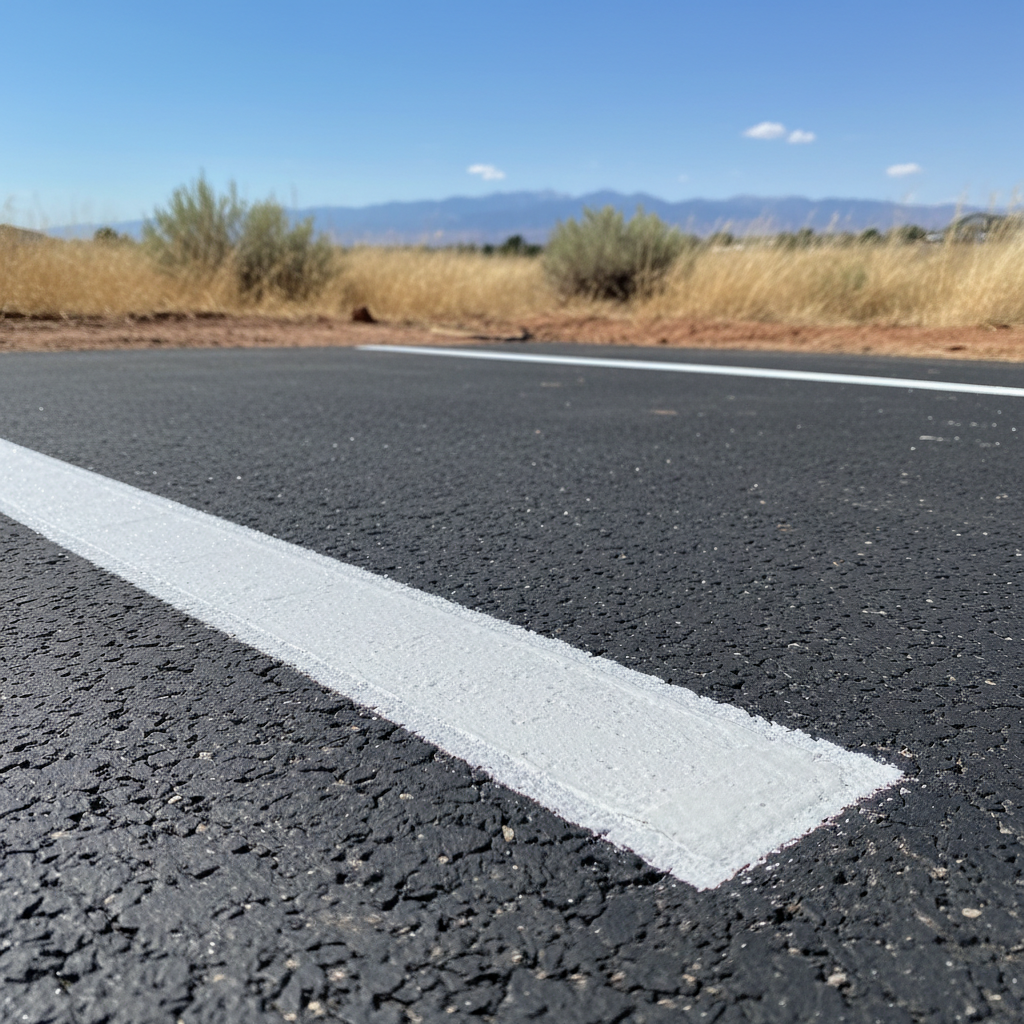 Completed asphalt striping work at a residential property in Brighton, CO