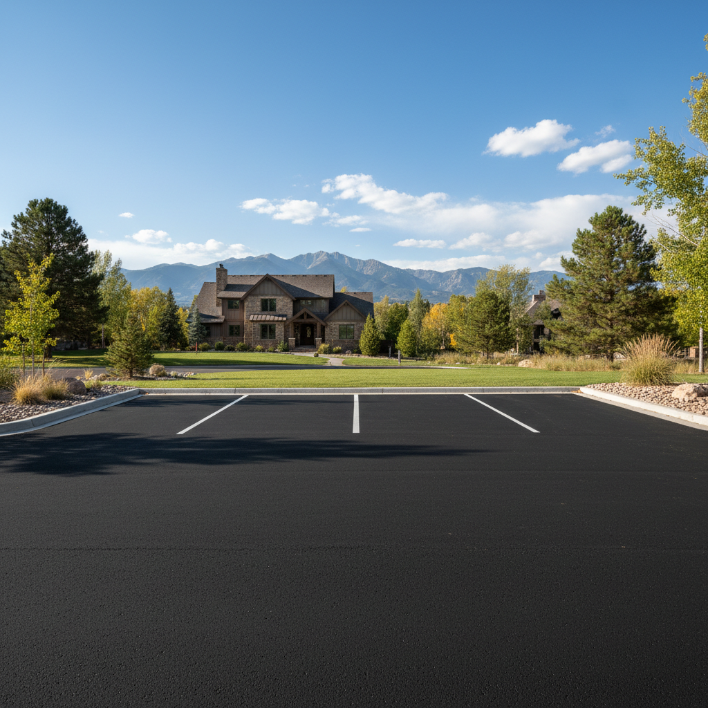 Completed parking lot paving work at a residential property in Denver, CO
