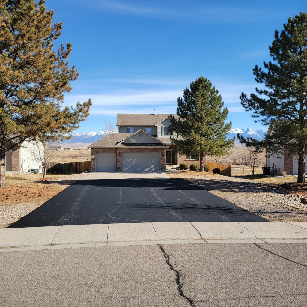 Completed asphalt repair work at a residential property in Lafayette, CO