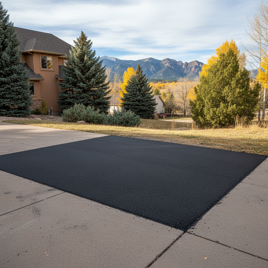 Completed asphalt patching work at a residential property in Boulder, CO