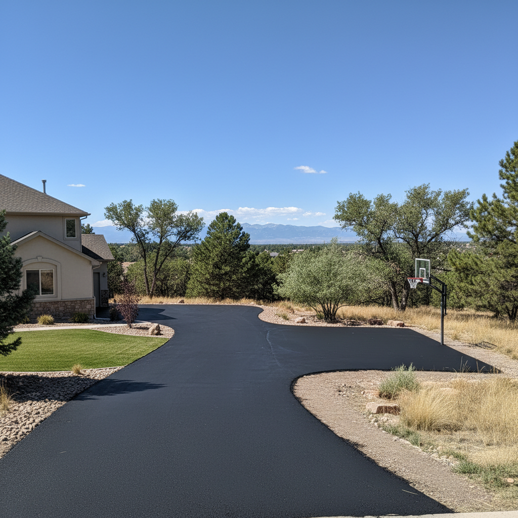 Completed slurry coating work at a residential property in Brighton, CO