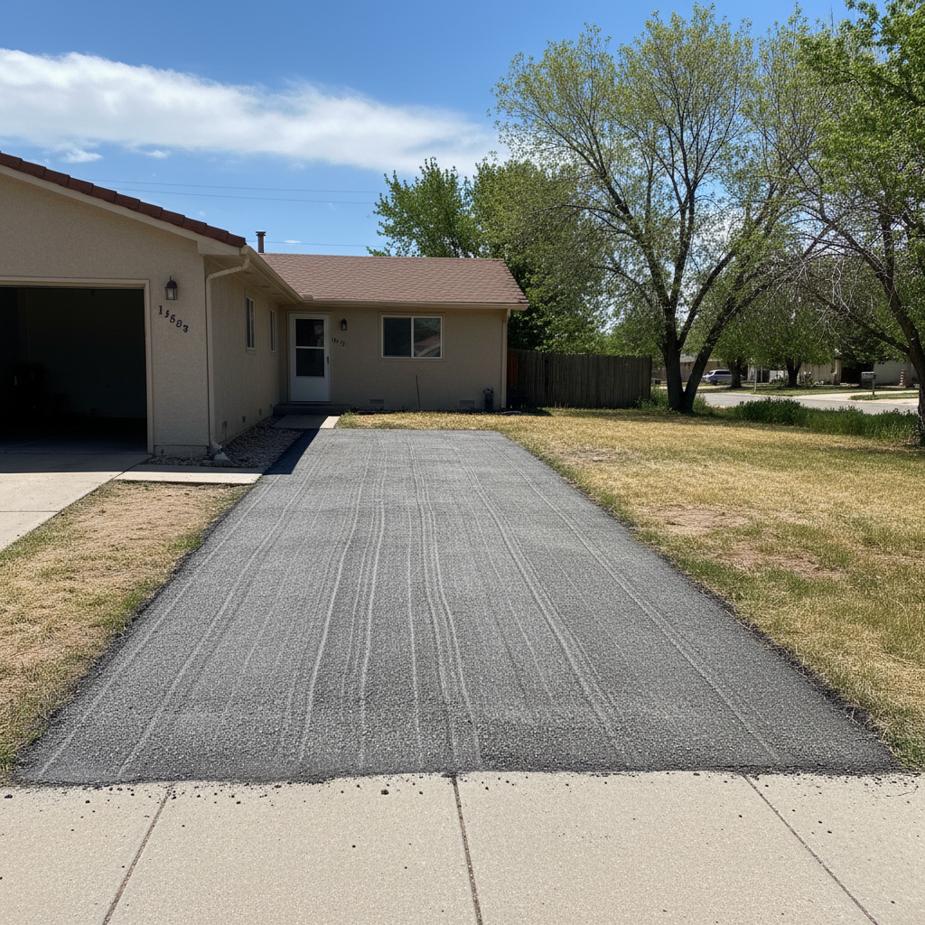 Completed asphalt milling work at a residential property in Brighton, CO