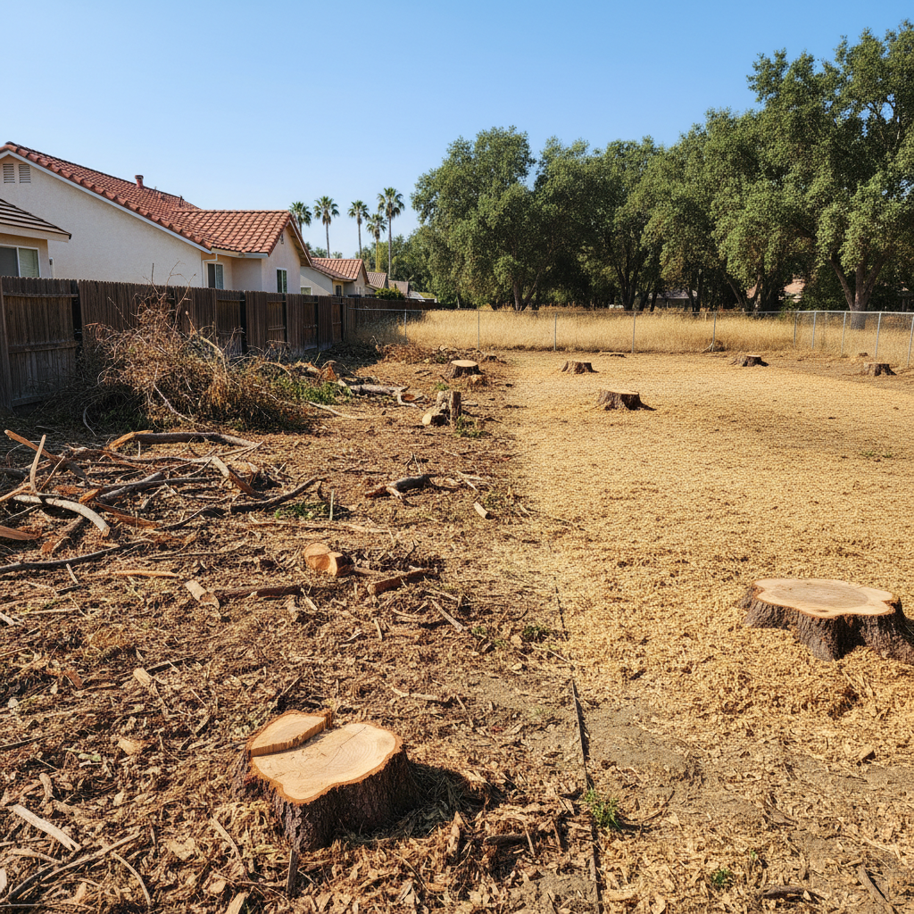 Completed land clearing work at a residential property in Atwater, CA