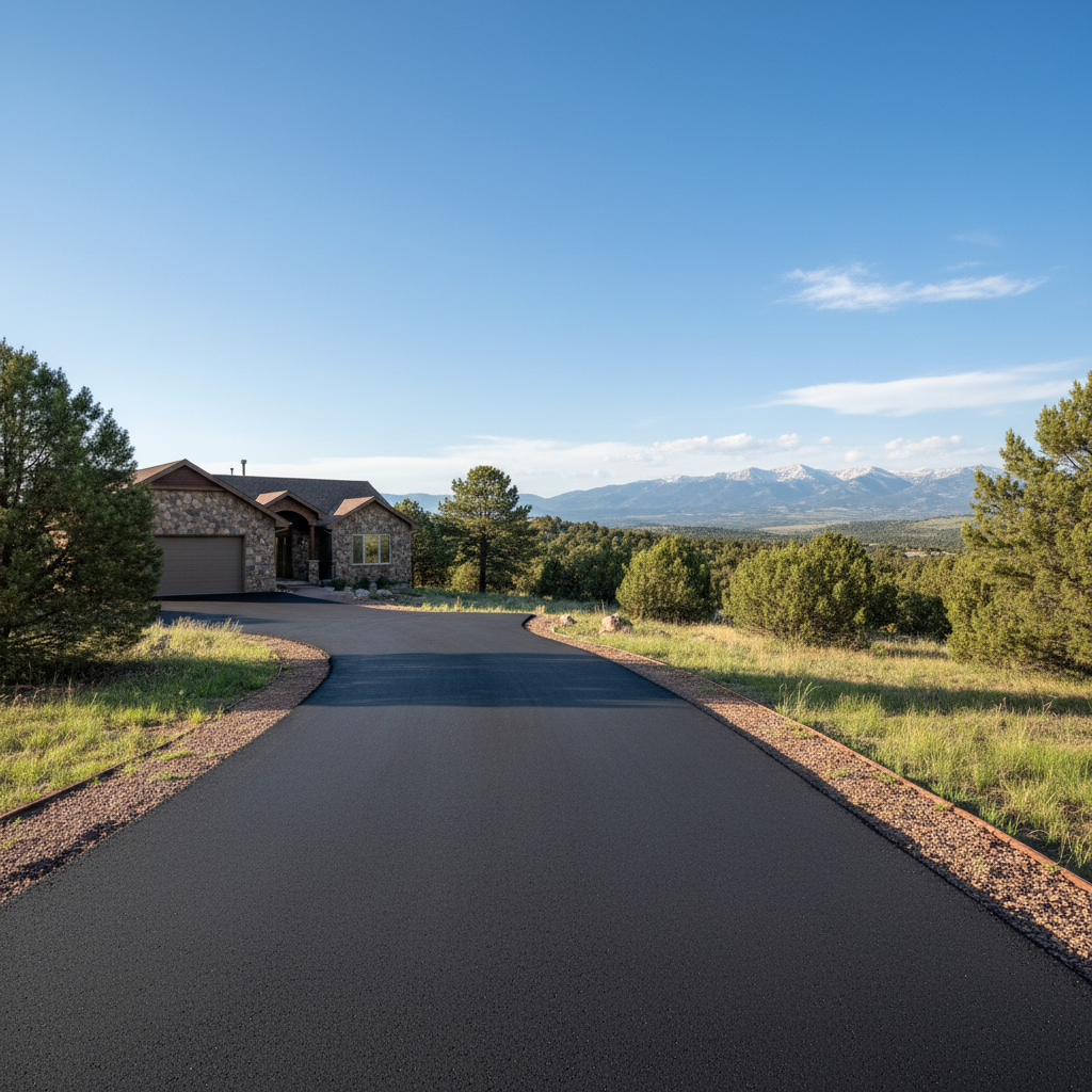 Completed driveway paving work at a residential property in Parker, CO