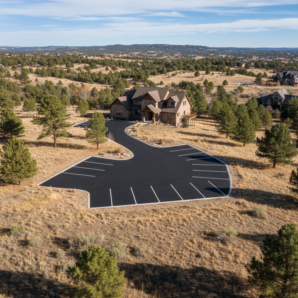 Completed parking lot paving work at a residential property in Parker, CO