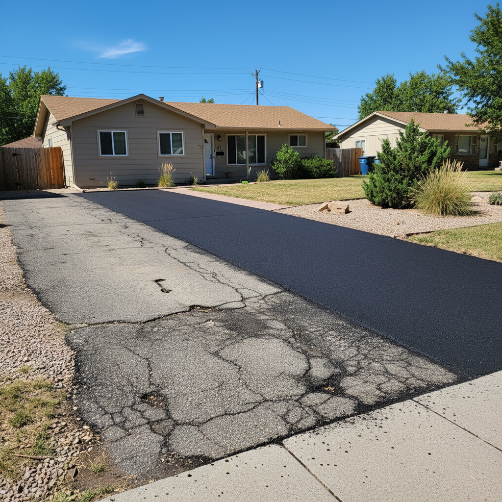 Completed residential asphalt work at a residential property in Brighton, CO