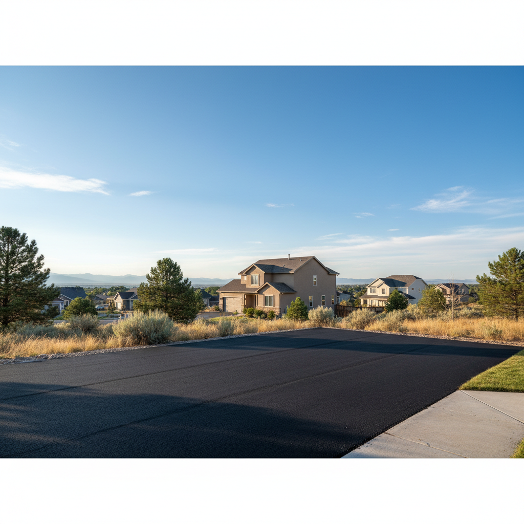 Completed commercial asphalt work at a residential property in Brighton, CO