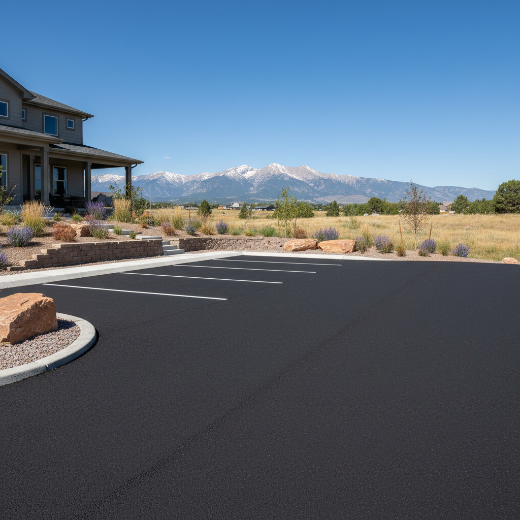 Completed parking lot paving work at a residential property in Lafayette, CO
