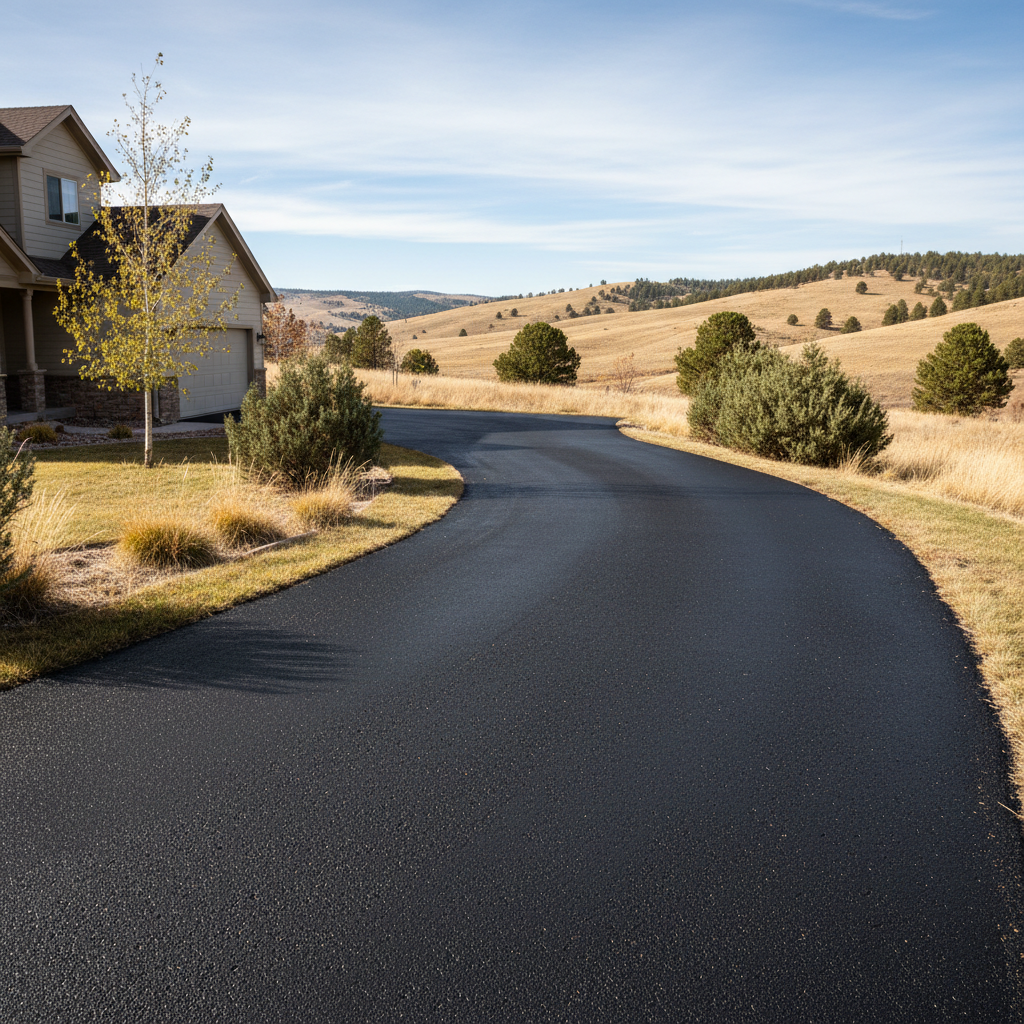 Completed asphalt sealcoating work at a residential property in Parker, CO