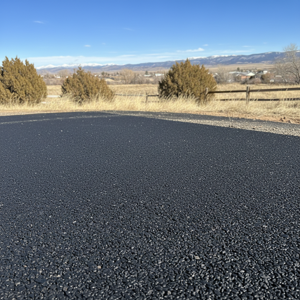 Completed asphalt patching work at a residential property in Lafayette, CO