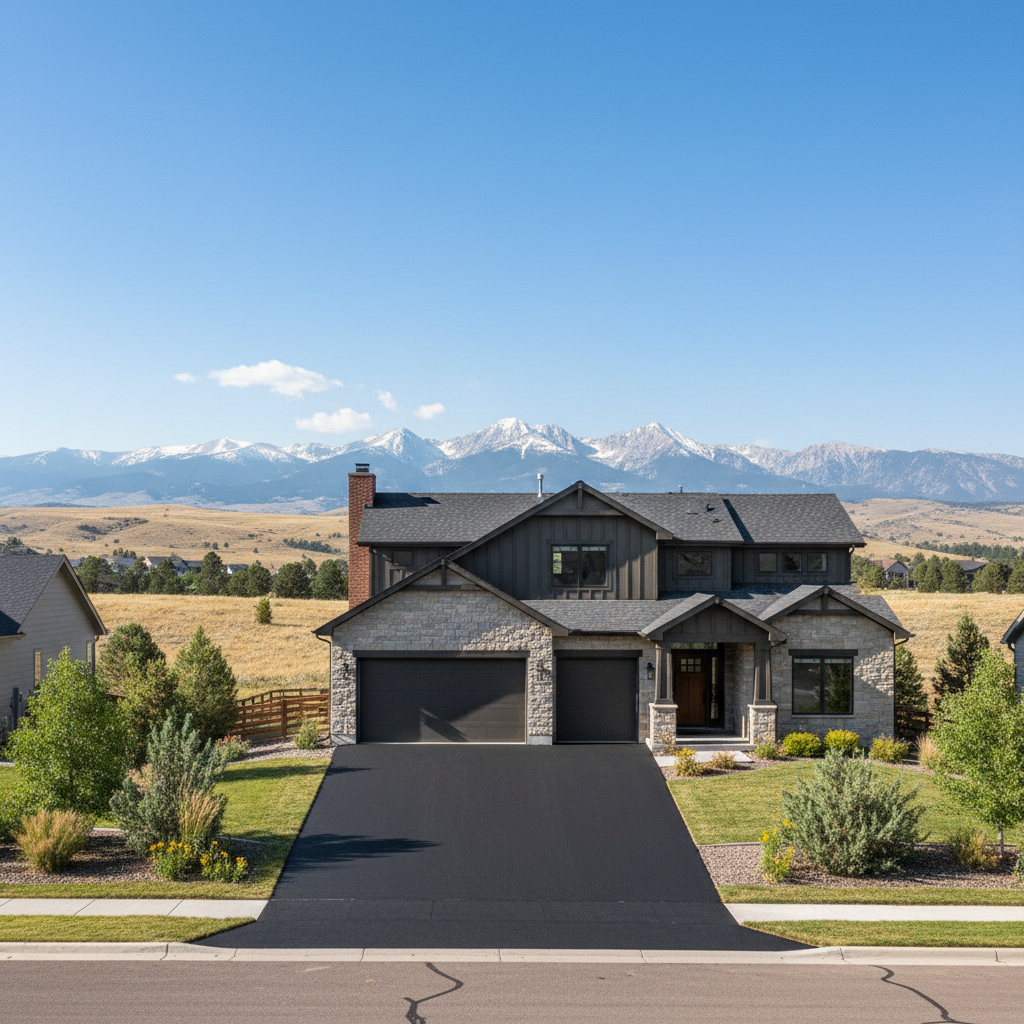 Completed driveway paving work at a residential property in Lafayette, CO
