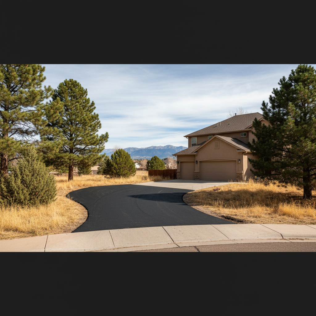 Completed asphalt repair work at a residential property in Lafayette, CO