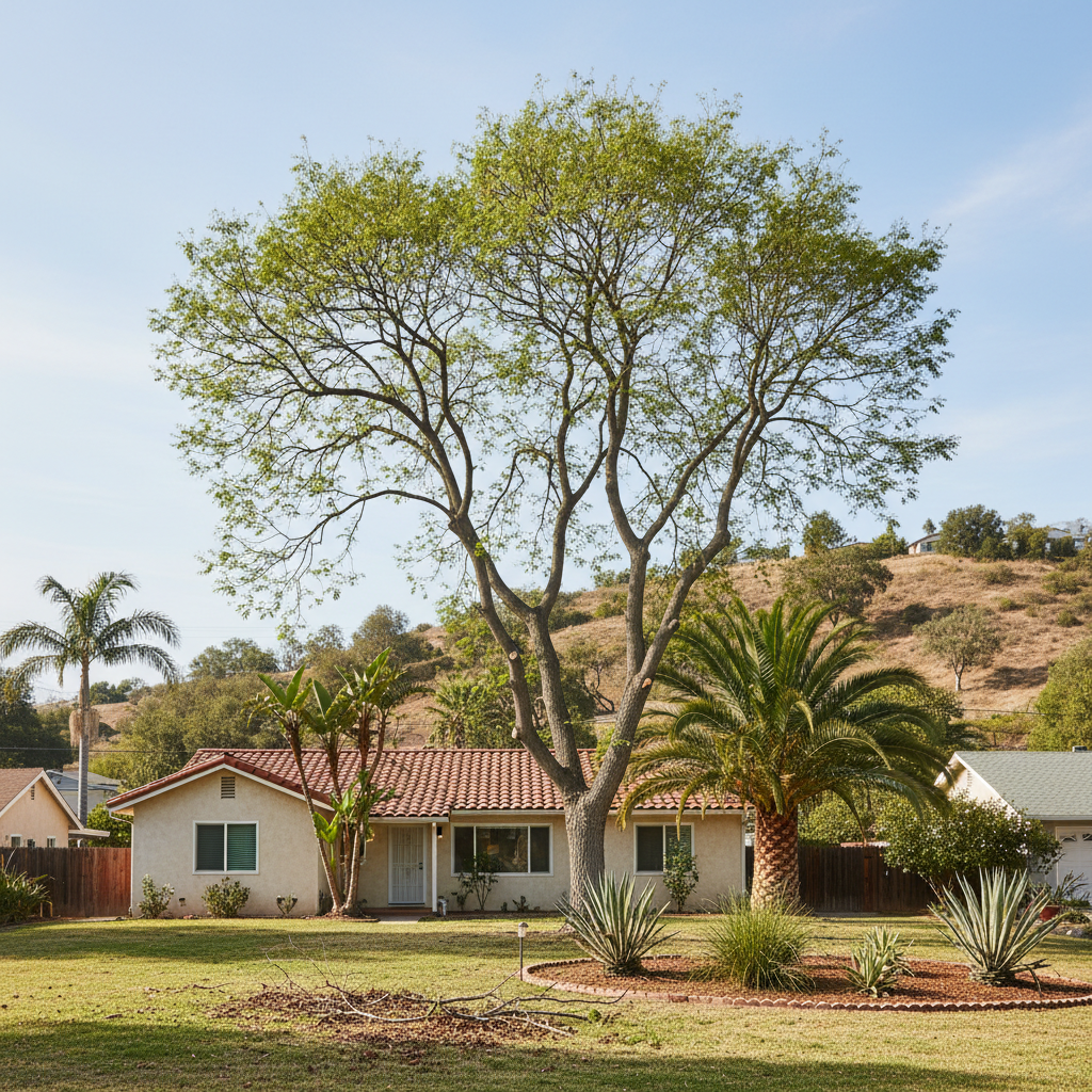 Completed tree pruning work at a residential property in Inglewood, CA