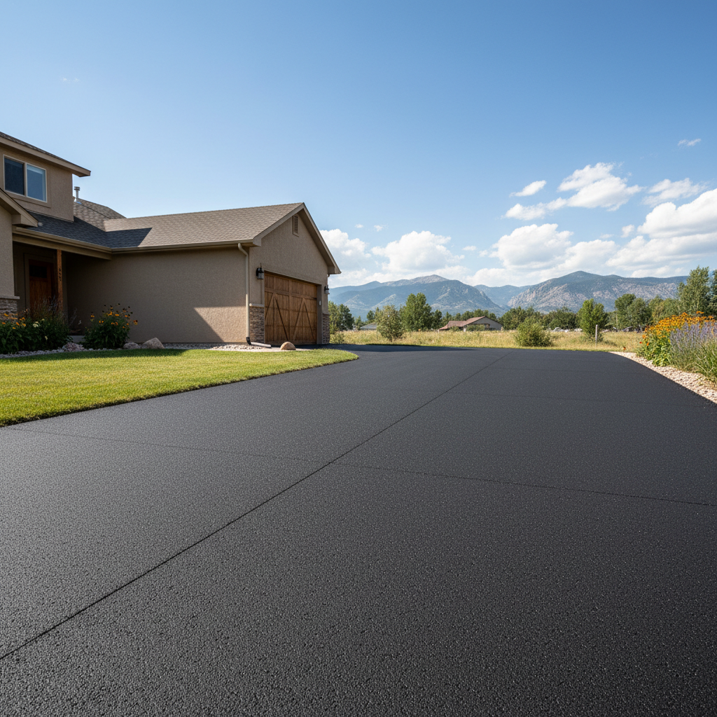 Completed driveway paving work at a residential property in Longmont, CO