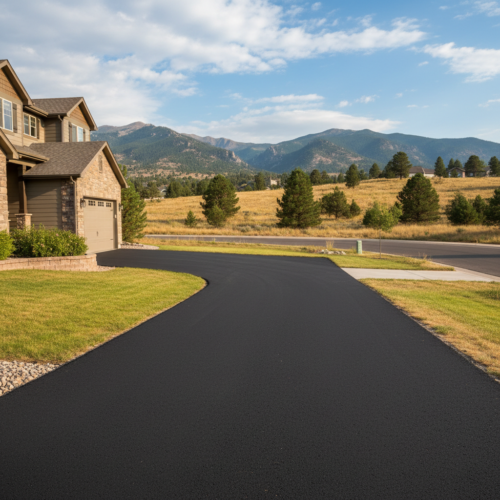 Completed asphalt paving work at a residential property in Parker, CO