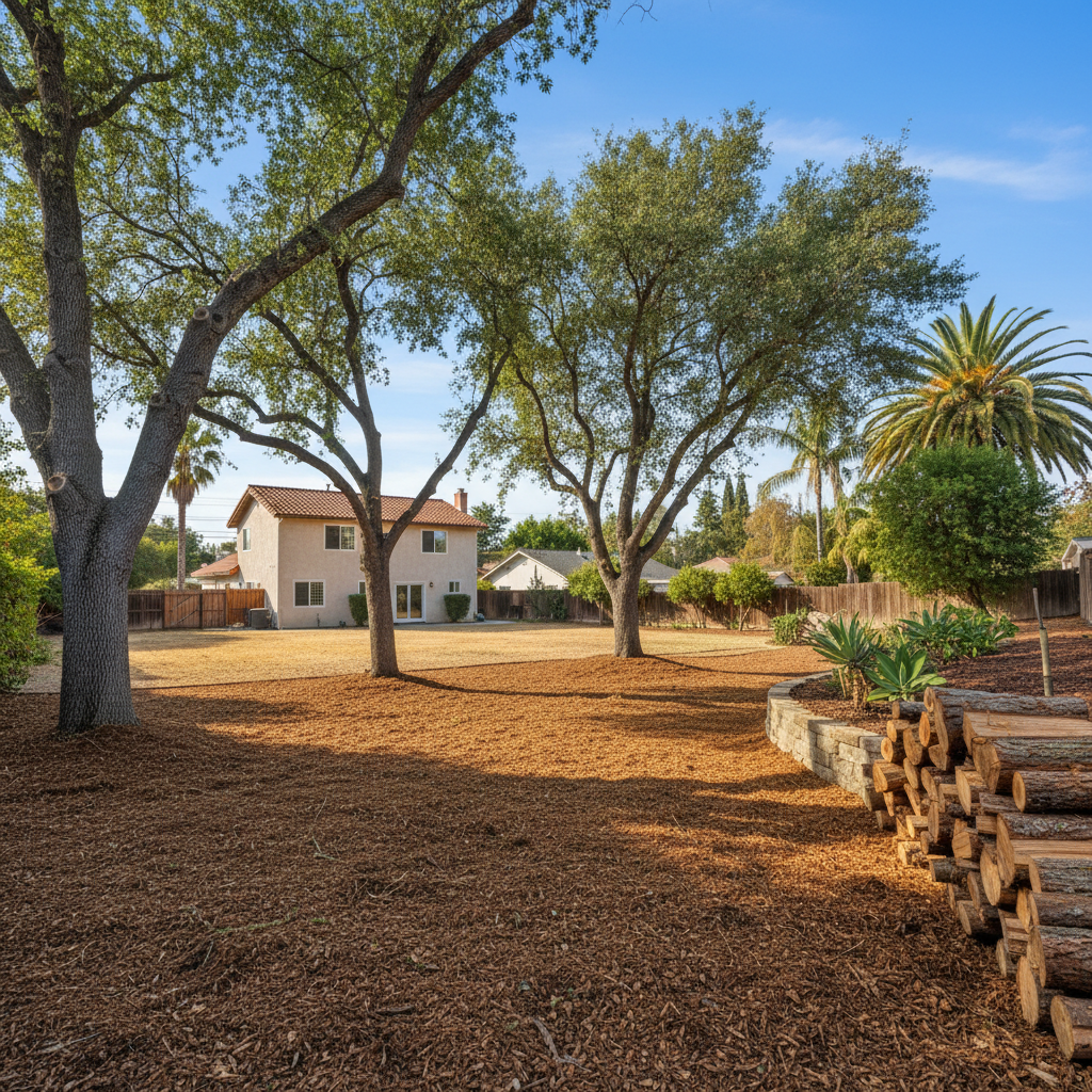 Completed tree trimming work at a residential property in Inglewood, CA