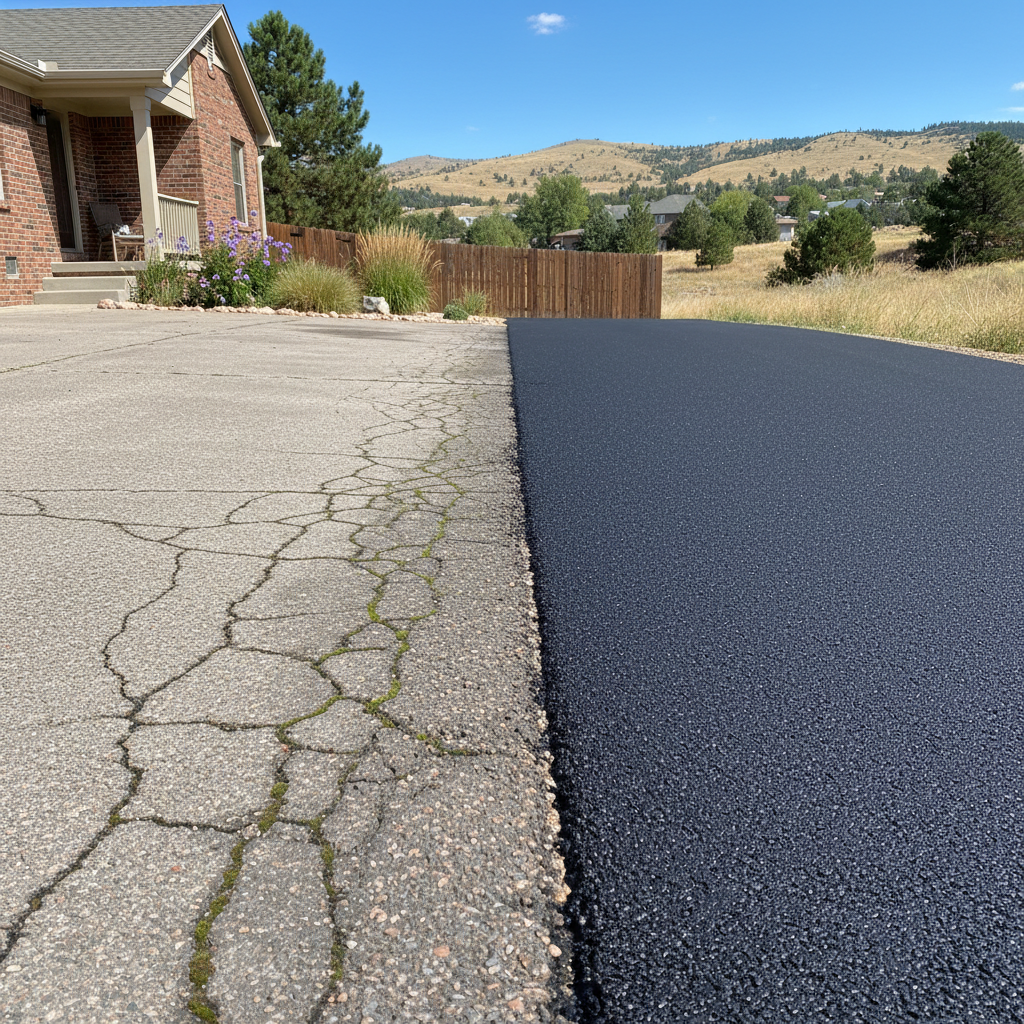 Completed driveway paving work at a residential property in Denver, CO