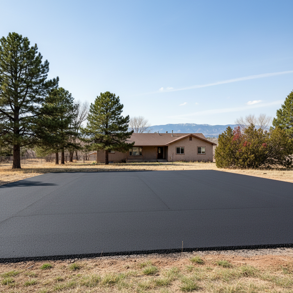 Completed parking lot paving work at a residential property in Loveland, CO