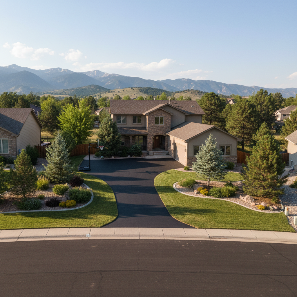 Completed asphalt paving work at a residential property in Denver, CO