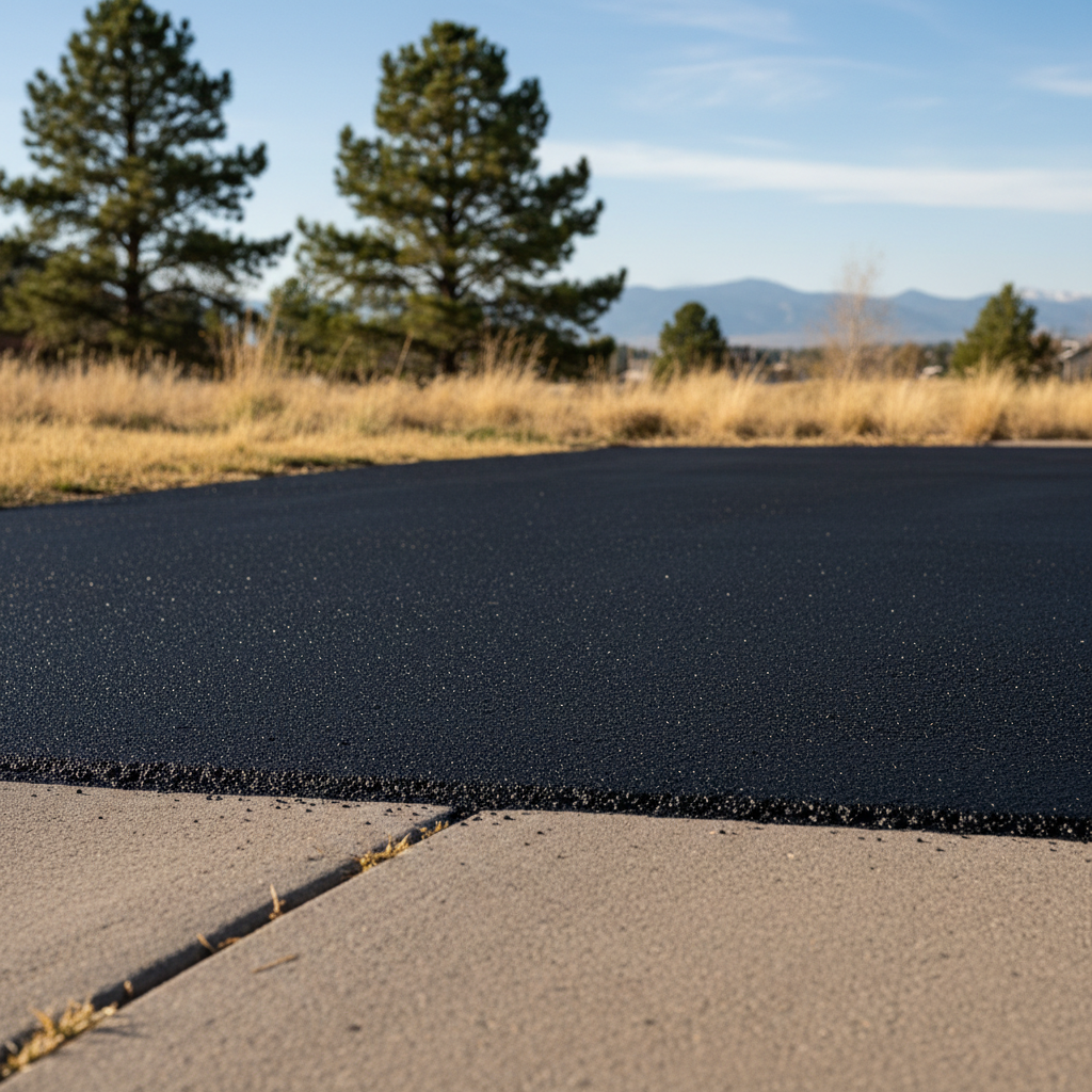 Completed asphalt sealcoating work at a residential property in Longmont, CO