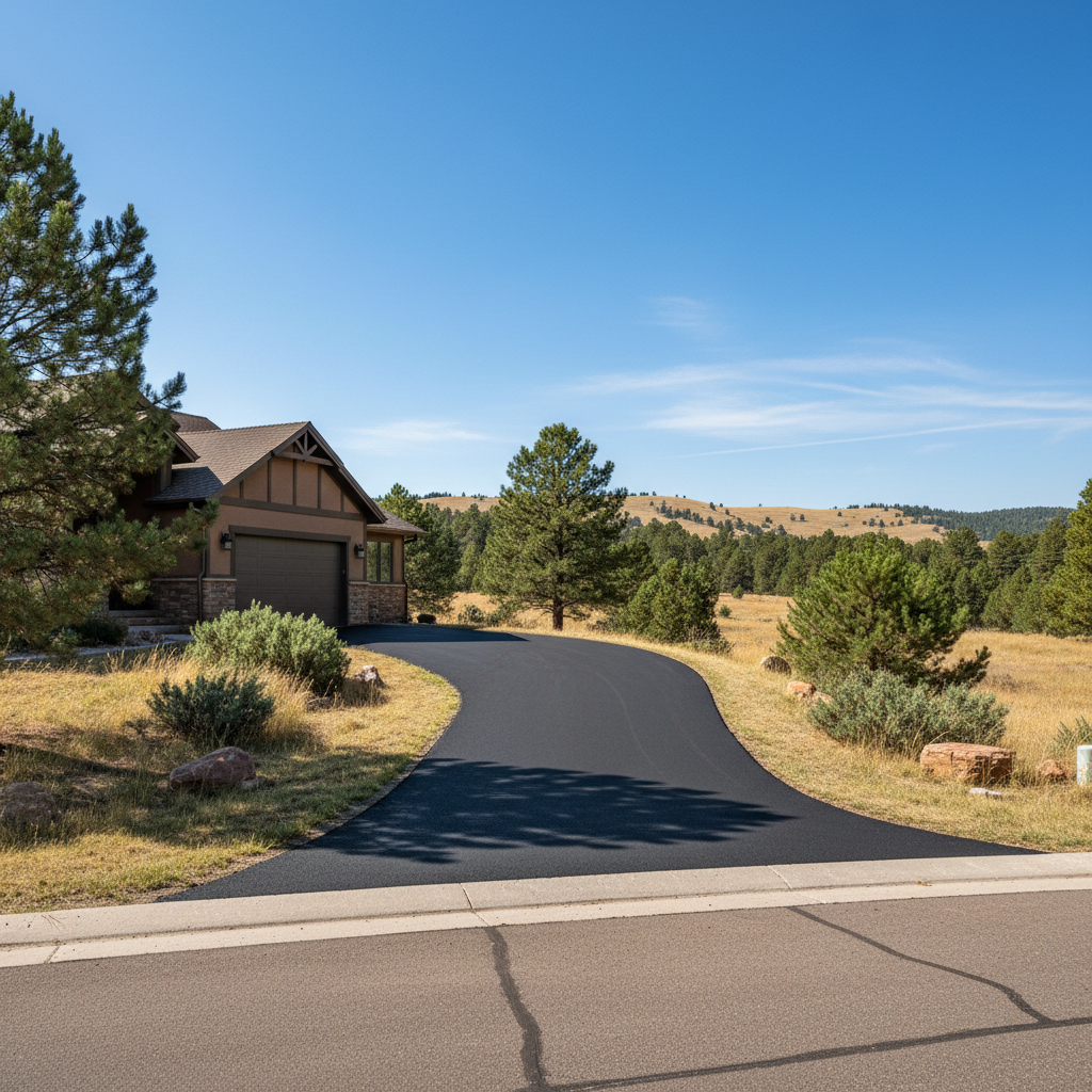 Completed asphalt paving work at a residential property in Loveland, CO