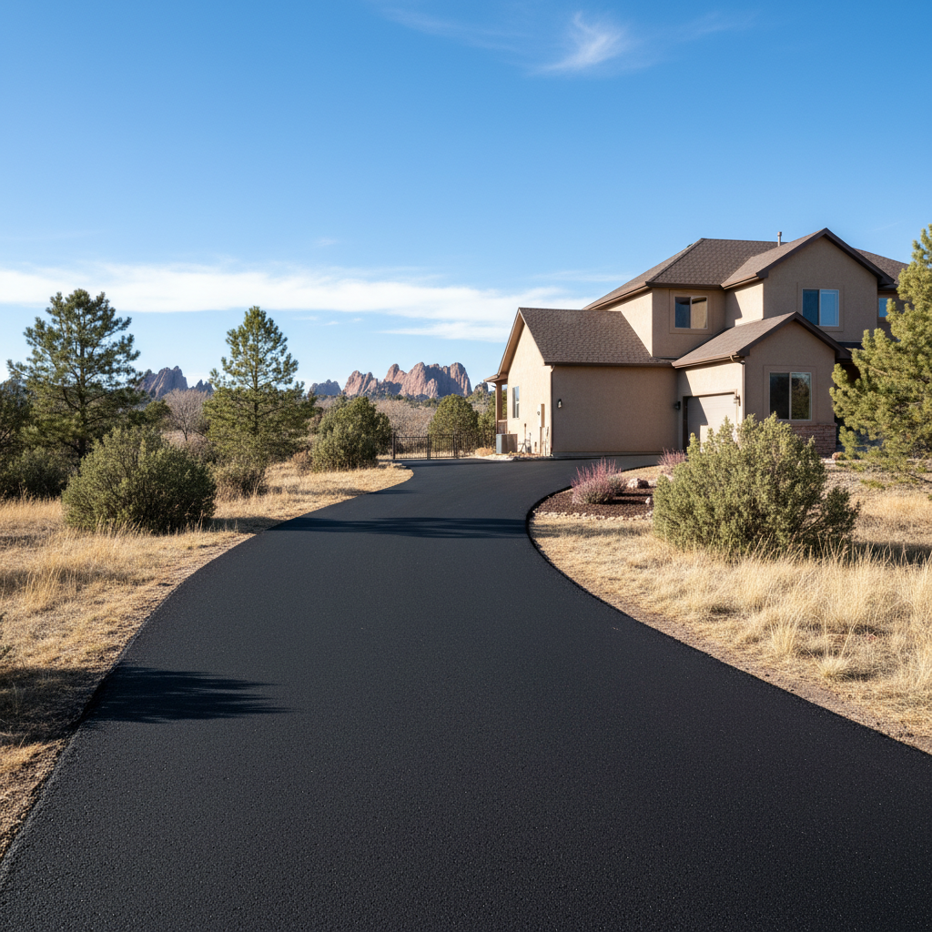 Completed driveway paving work at a residential property in Colorado Springs, CO