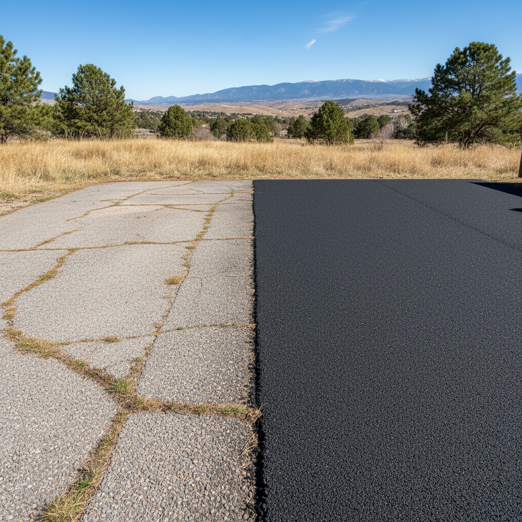 Completed asphalt milling work at a residential property in Colorado Springs, CO