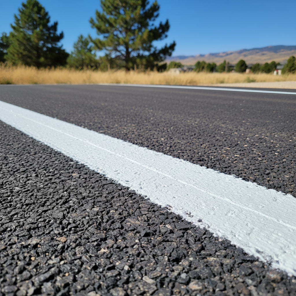 Completed asphalt striping work at a residential property in Aurora, CO