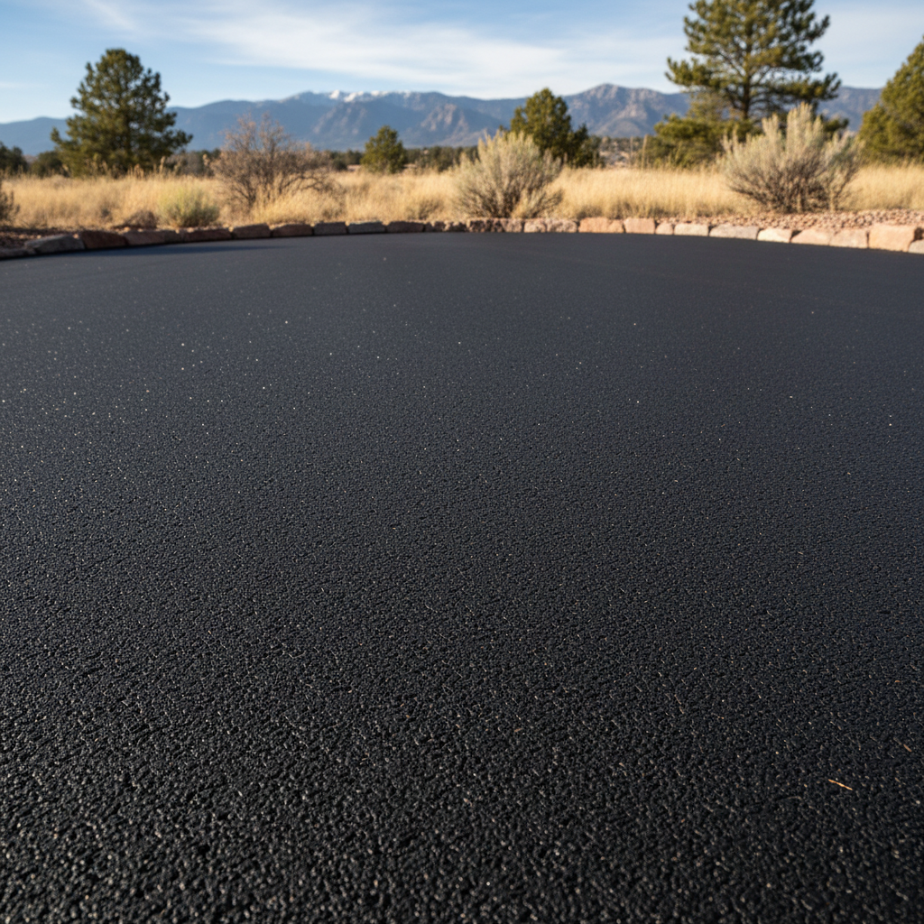 Completed asphalt paving work at a residential property in Colorado Springs, CO