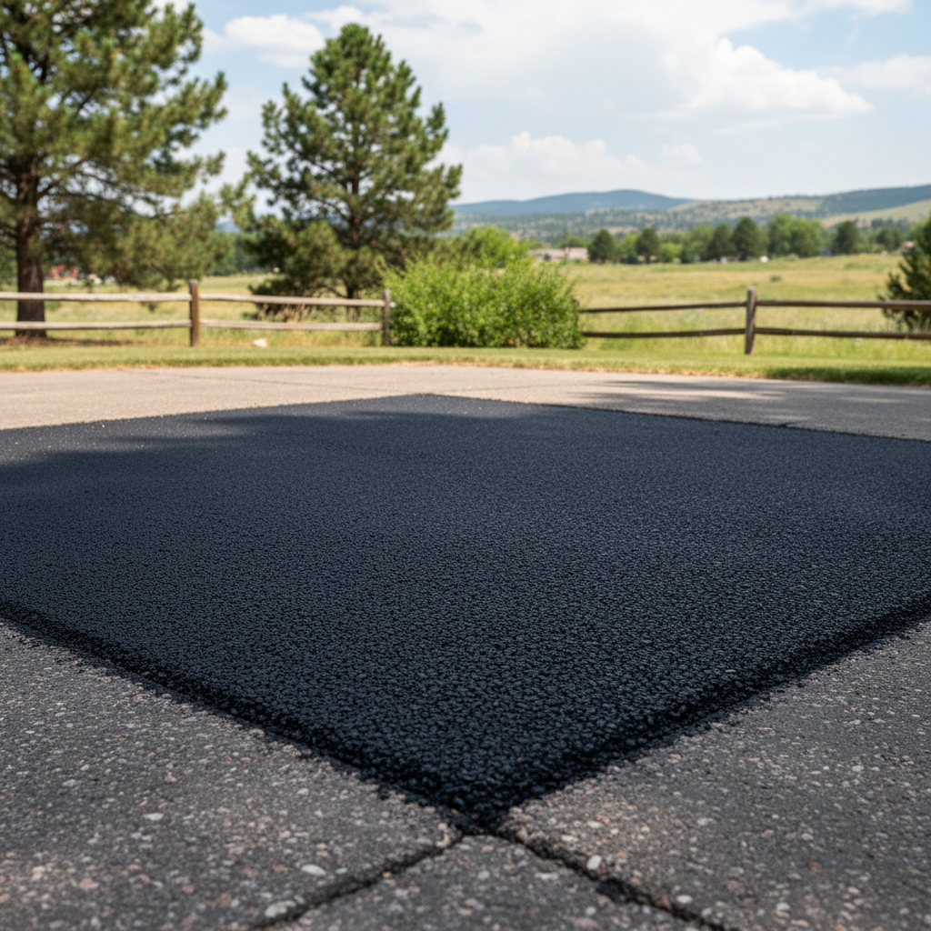 Completed asphalt repair work at a residential property in Loveland, CO