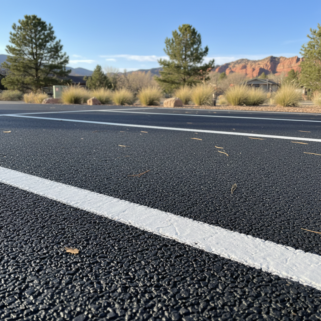 Completed asphalt striping work at a residential property in Boulder, CO