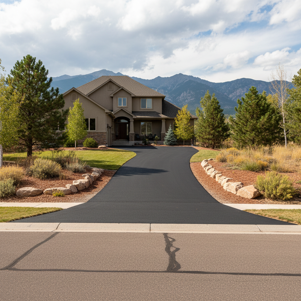 Completed driveway paving work at a residential property in Loveland, CO