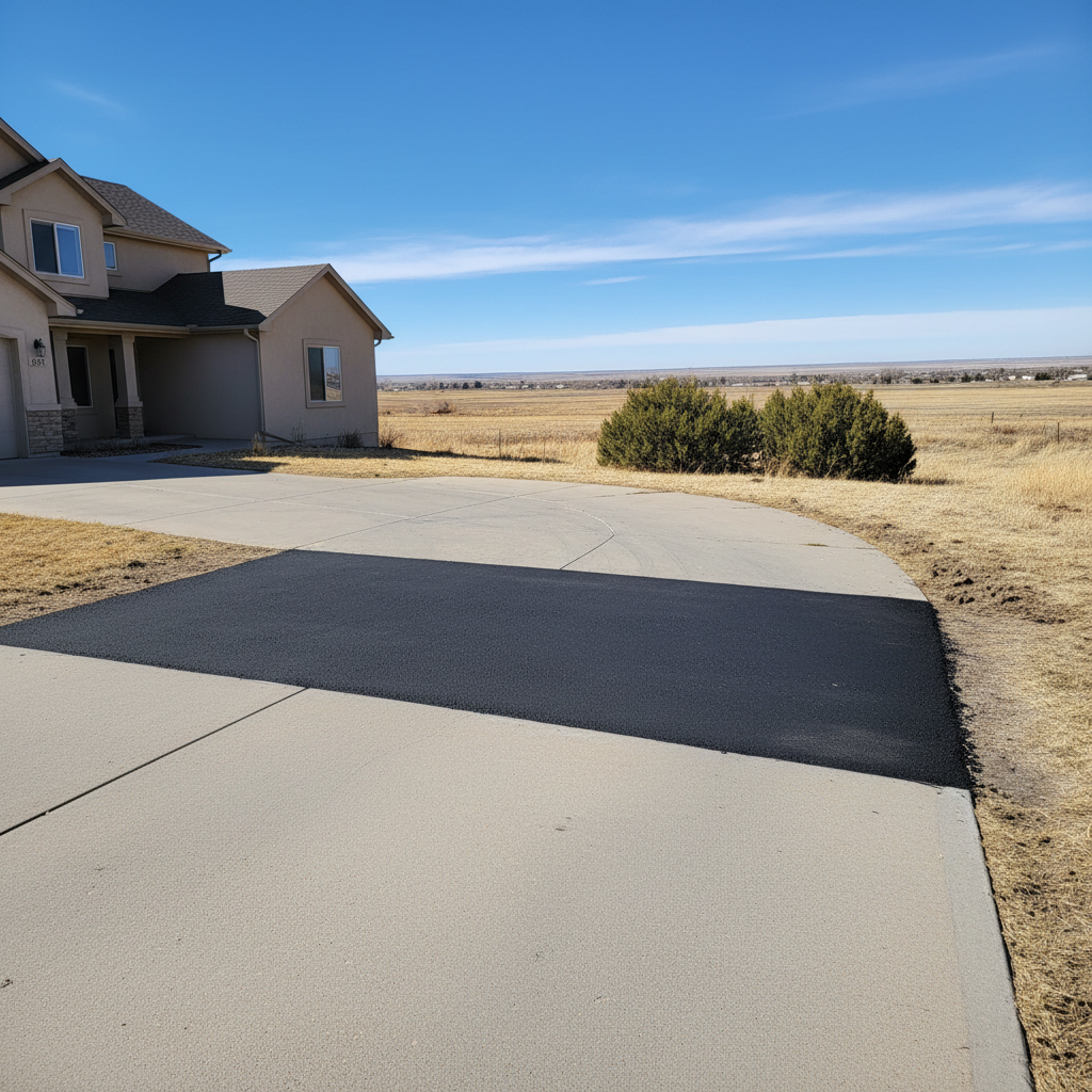 Completed asphalt patching work at a residential property in Greeley, CO