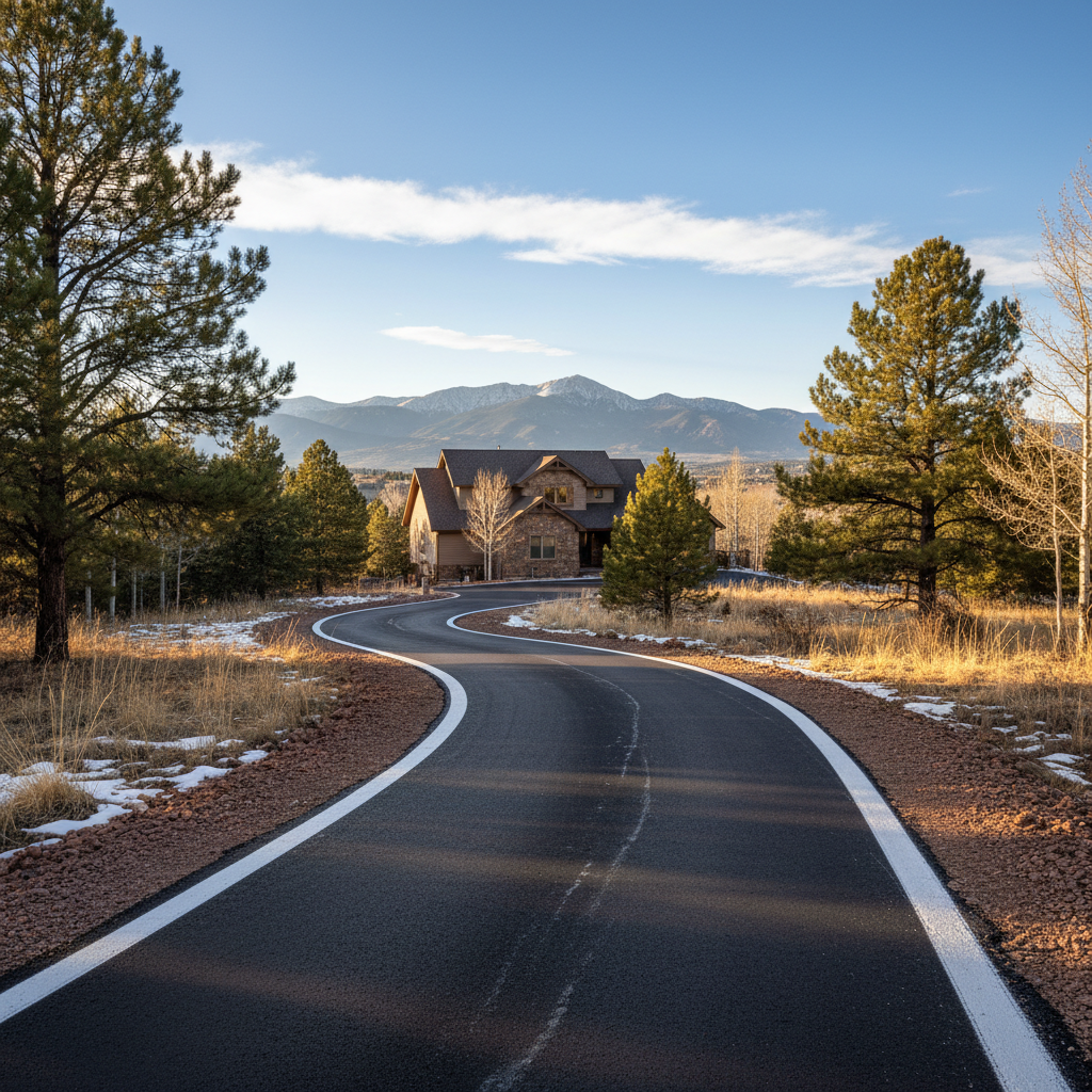 Completed asphalt striping work at a residential property in Colorado Springs, CO