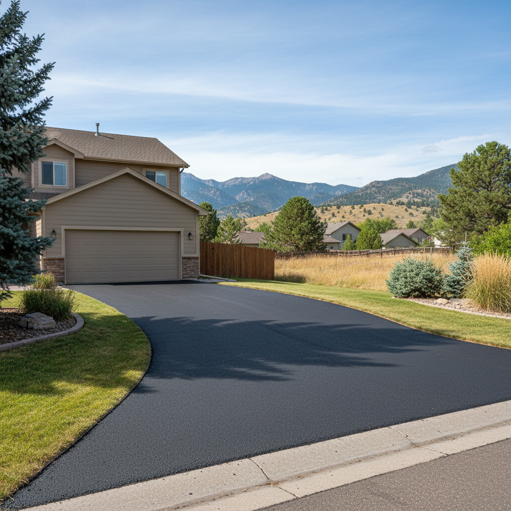 Completed driveway paving work at a residential property in Fort Collins, CO