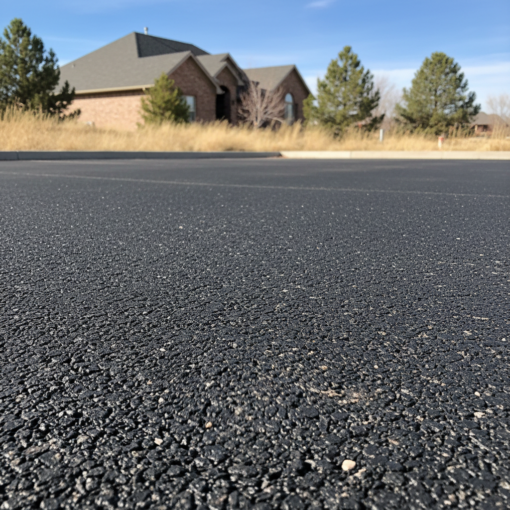Completed parking lot paving work at a residential property in Fort Collins, CO