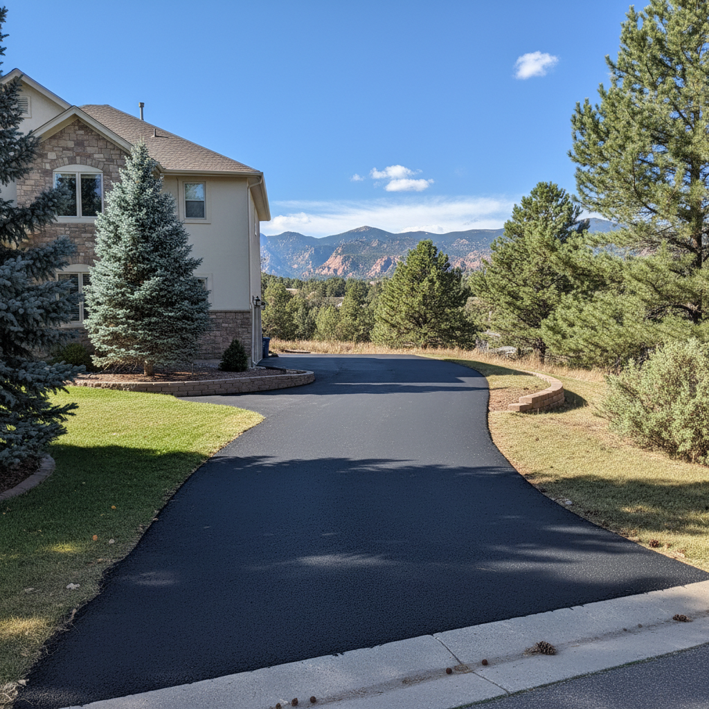 Completed driveway paving work at a residential property in Colorado Springs, CO