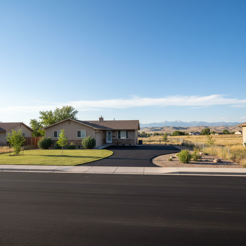 Completed asphalt paving work at a residential property in Greeley, CO