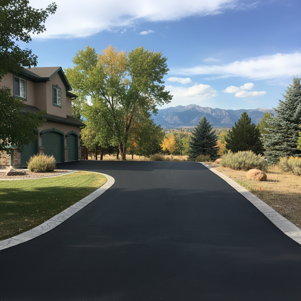 Completed asphalt sealcoating work at a residential property in Westminster, CO