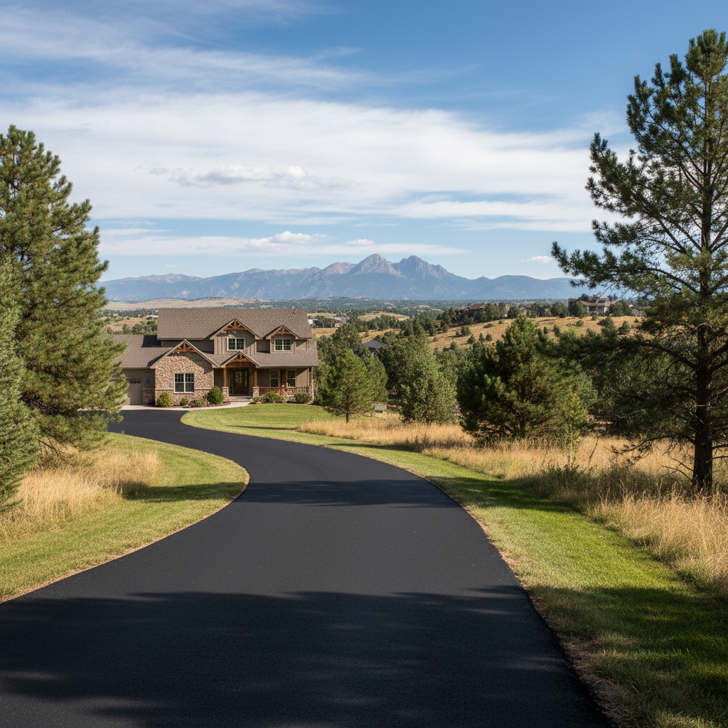 Completed asphalt paving work at a residential property in Lafayette, CO