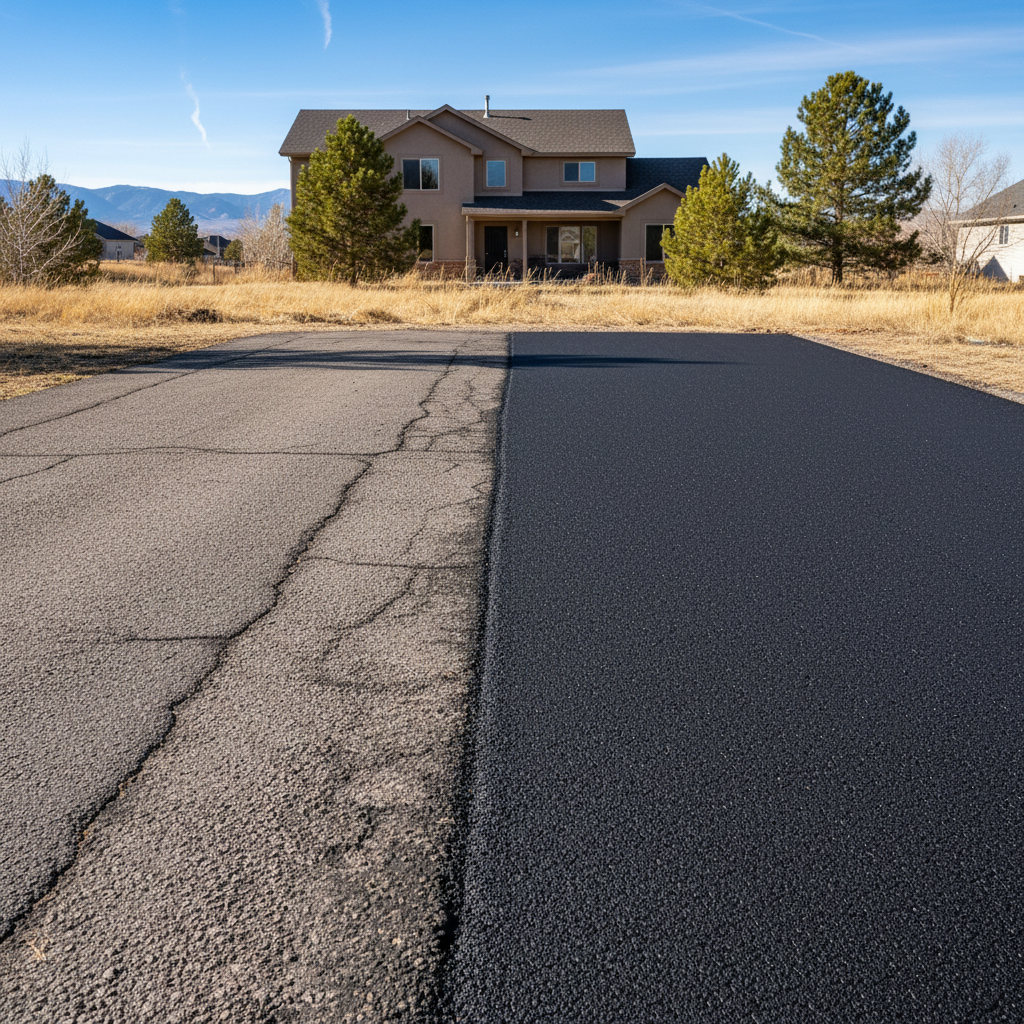 Completed asphalt milling work at a residential property in Broomfield, CO