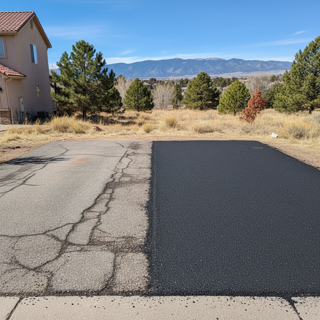 Completed asphalt milling work at a residential property in Colorado Springs, CO