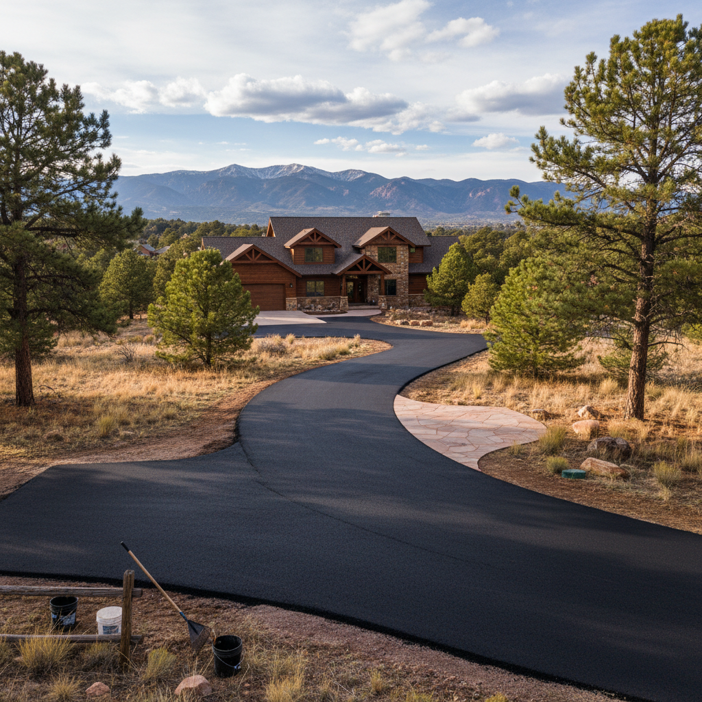 Completed slurry coating work at a residential property in Colorado Springs, CO