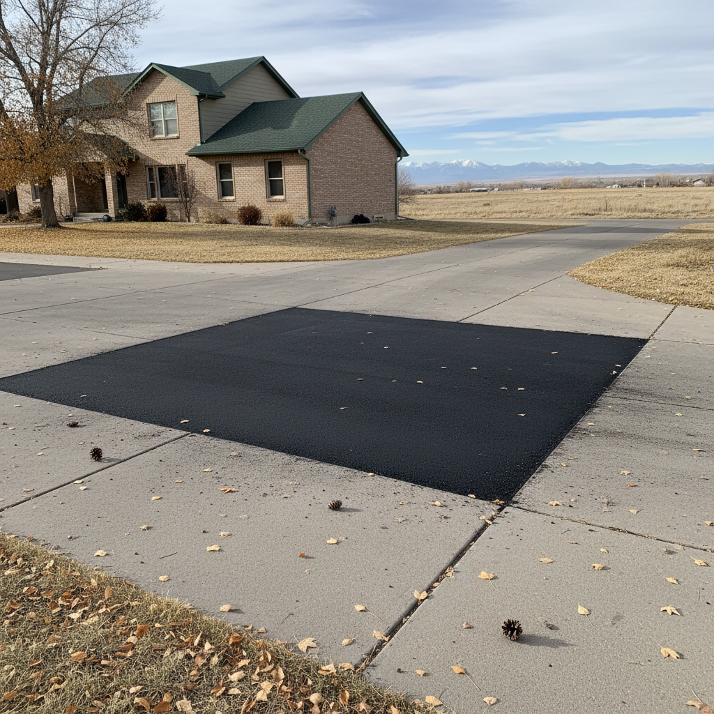 Completed asphalt patching work at a residential property in Greeley, CO