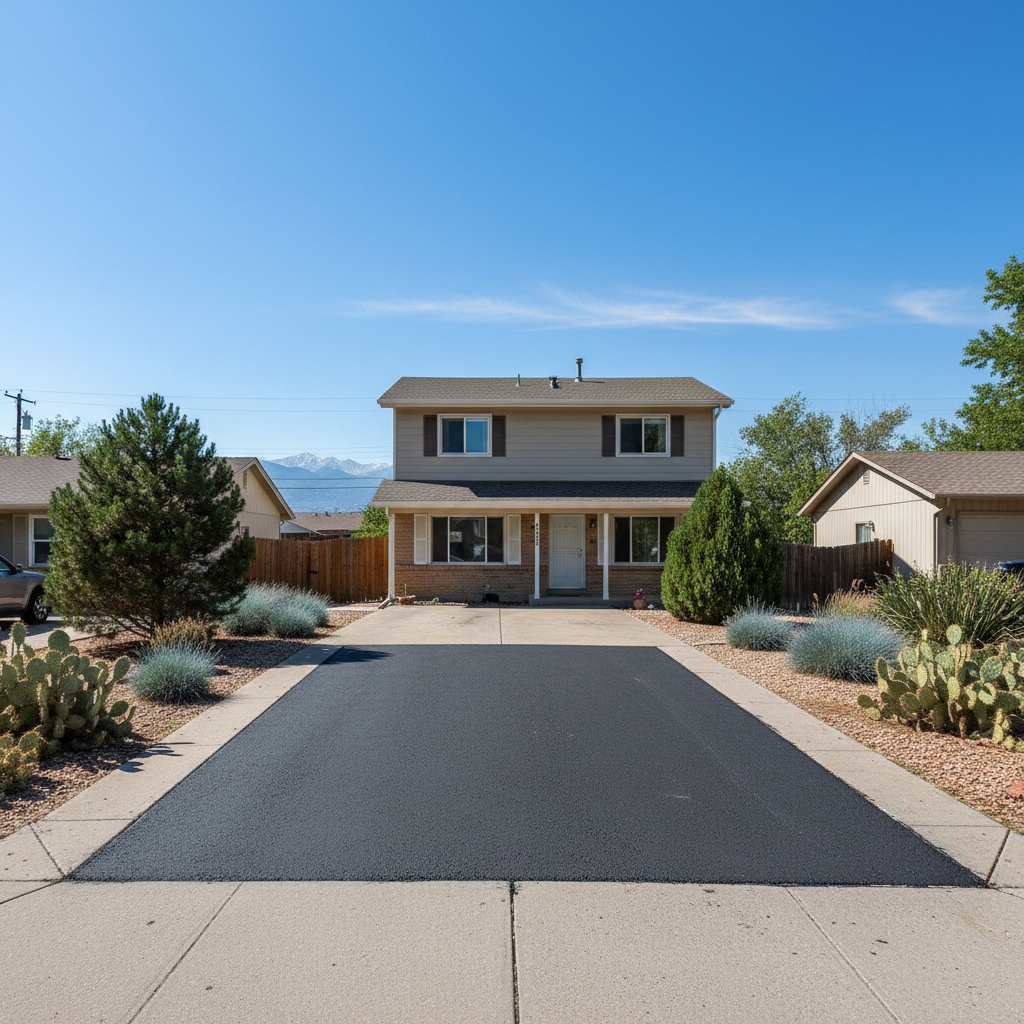 Completed asphalt patching work at a residential property in Westminster, CO