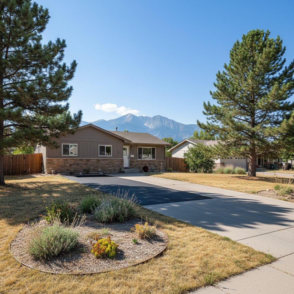 Completed asphalt repair work at a residential property in Westminster, CO