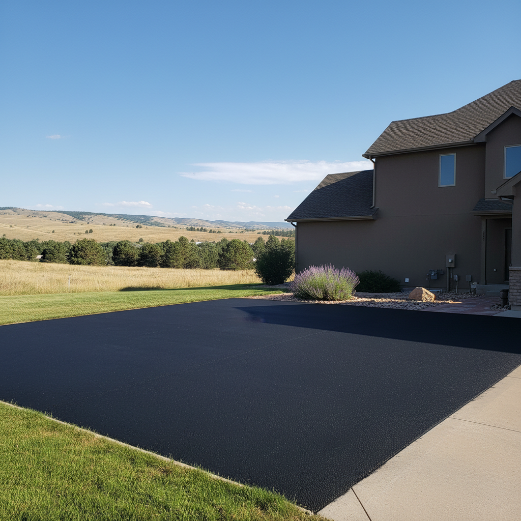 Completed asphalt sealcoating work at a residential property in Broomfield, CO