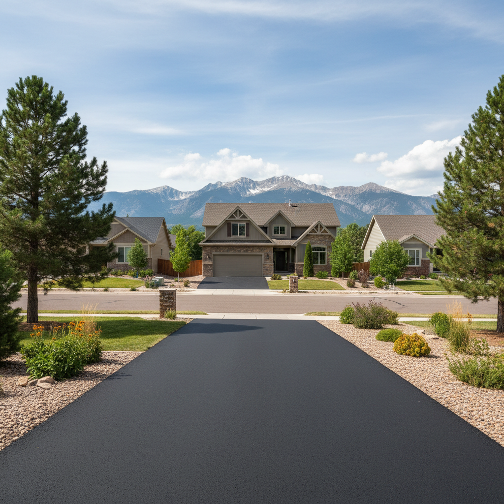 Completed driveway paving work at a residential property in Lafayette, CO