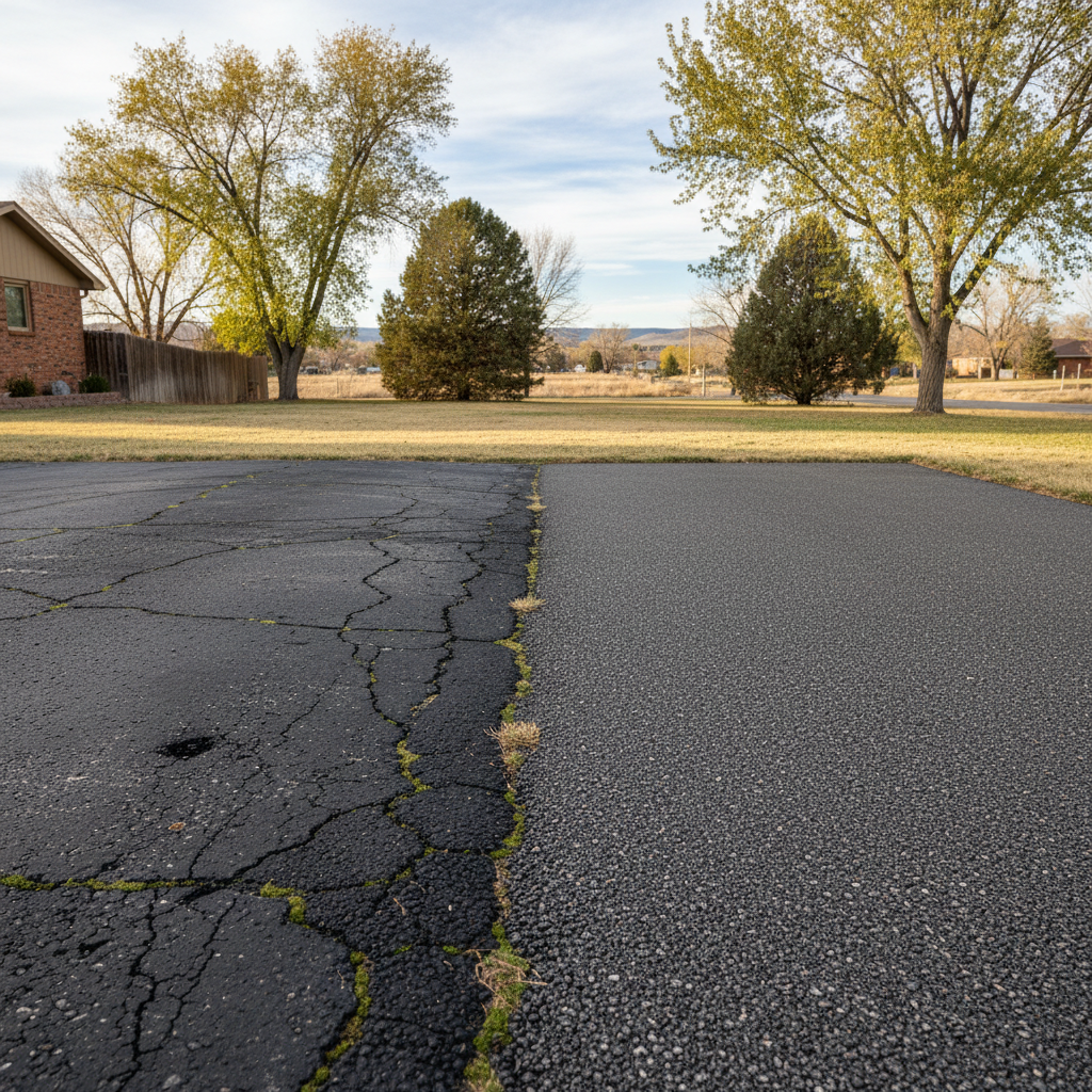 Completed asphalt milling work at a residential property in Greeley, CO