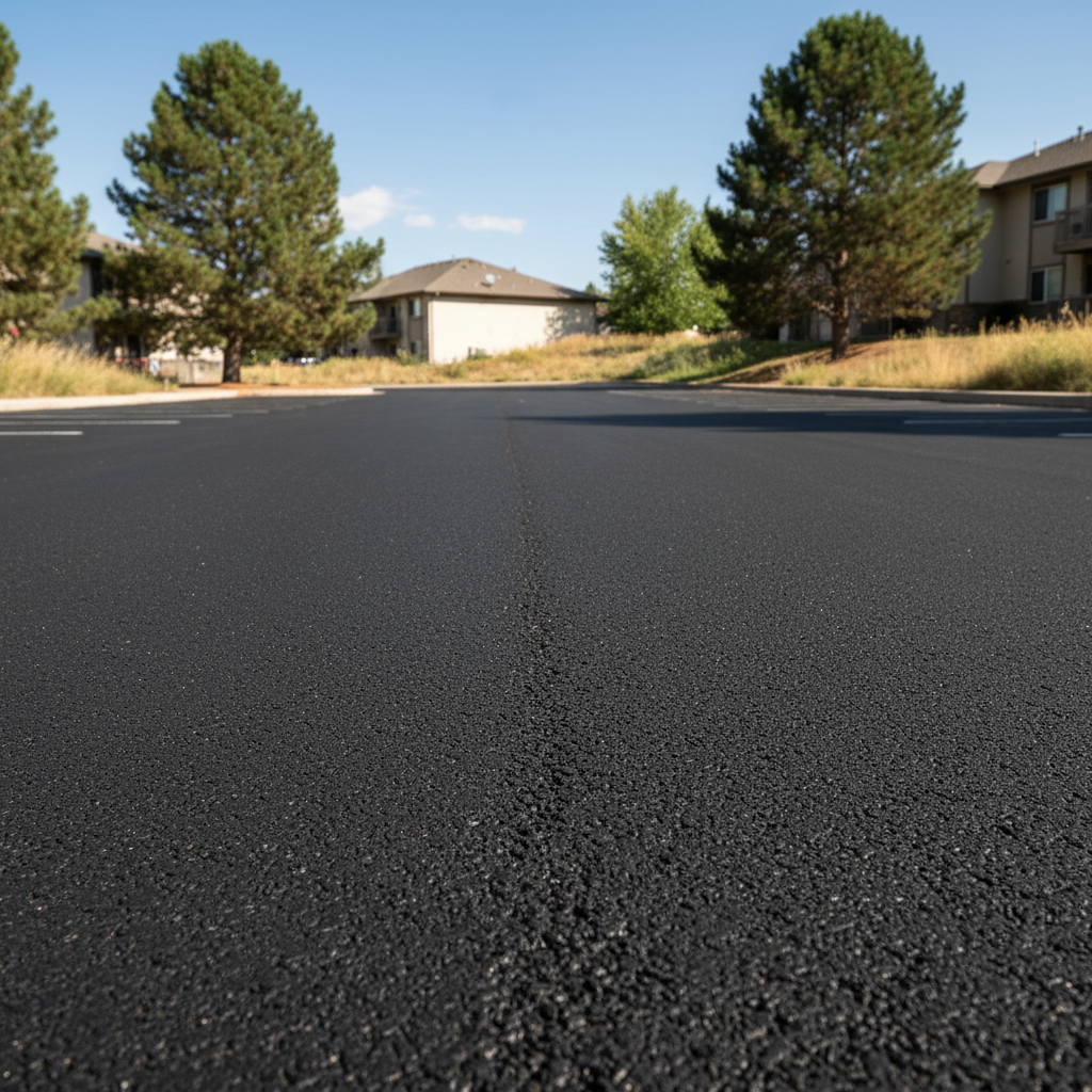 Completed parking lot paving work at a residential property in Lafayette, CO